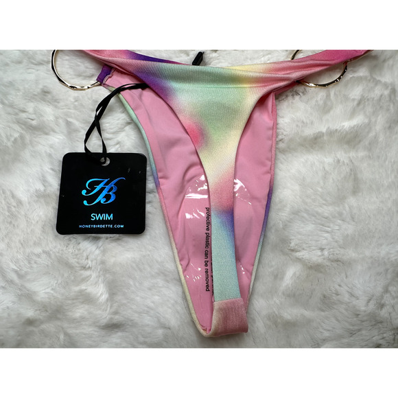 Honey Birdette ATHENA🩷 Pink Ombre Thong Swim Bottom Large - Picture 3 of 3